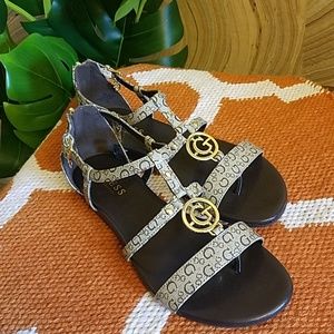 Guess Open Toed Gold Sandals